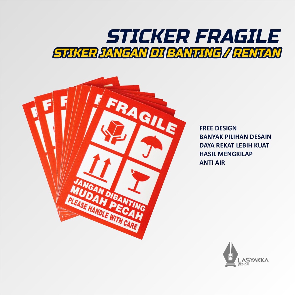 

stiker label Fragile Murah / stiker paket / stiker jangan di banting / Cetak Stiker Pecah Belah Kemasan Olshop / Label Pengiriman Awas Pecah