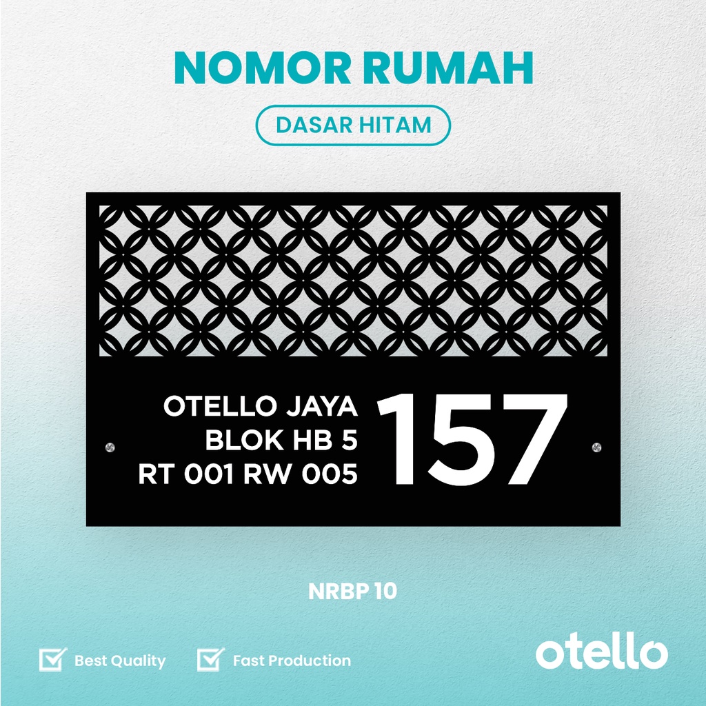 Custom Papan Alamat Rumah Akrilik Bolong UV Print Nomor No House Number Eksklusif Mewah Lasercut Nomer Acrylic Otello NRBP 10