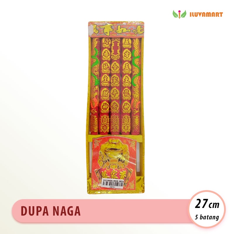 Dupa Naga 5 Batang 27cm 16mm Merah Hio Ukir Mandarin Dewa Tanah Rejeki
