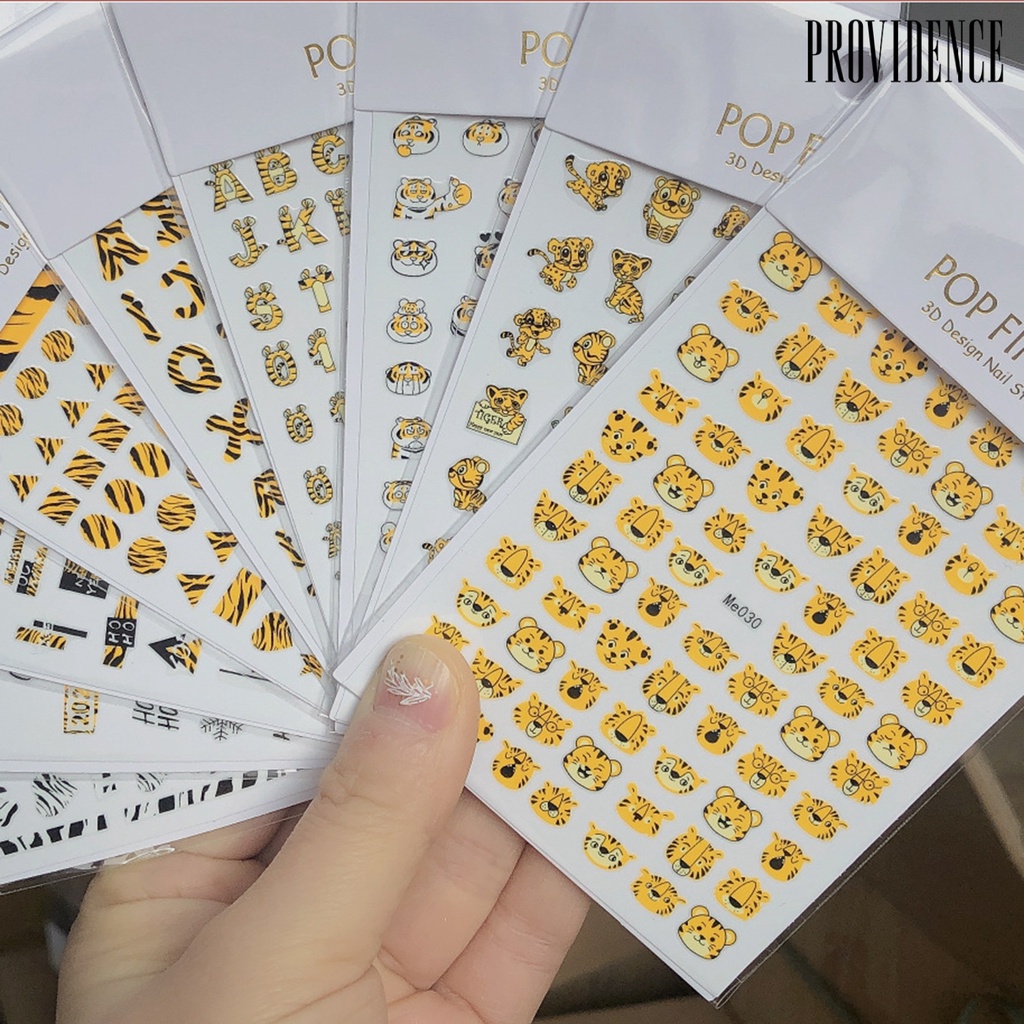 Providence Stiker Kuku Motif Kartun Harimau / Tahun Baru Imlek Untuk Manicure / Nail Art