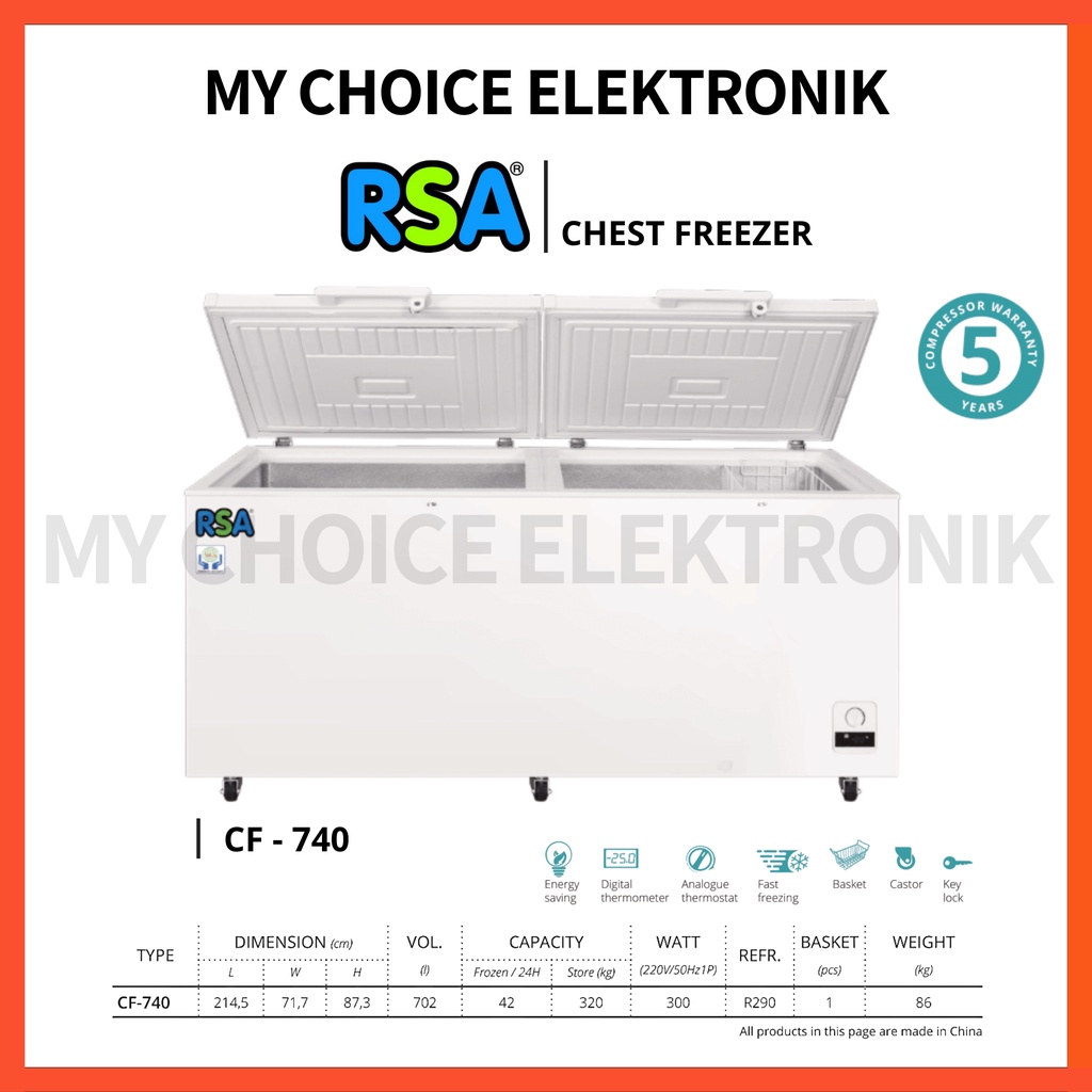 RSA Chest Freezer CF 740 | Freezer Box CF740 | Box Pembeku (702L)