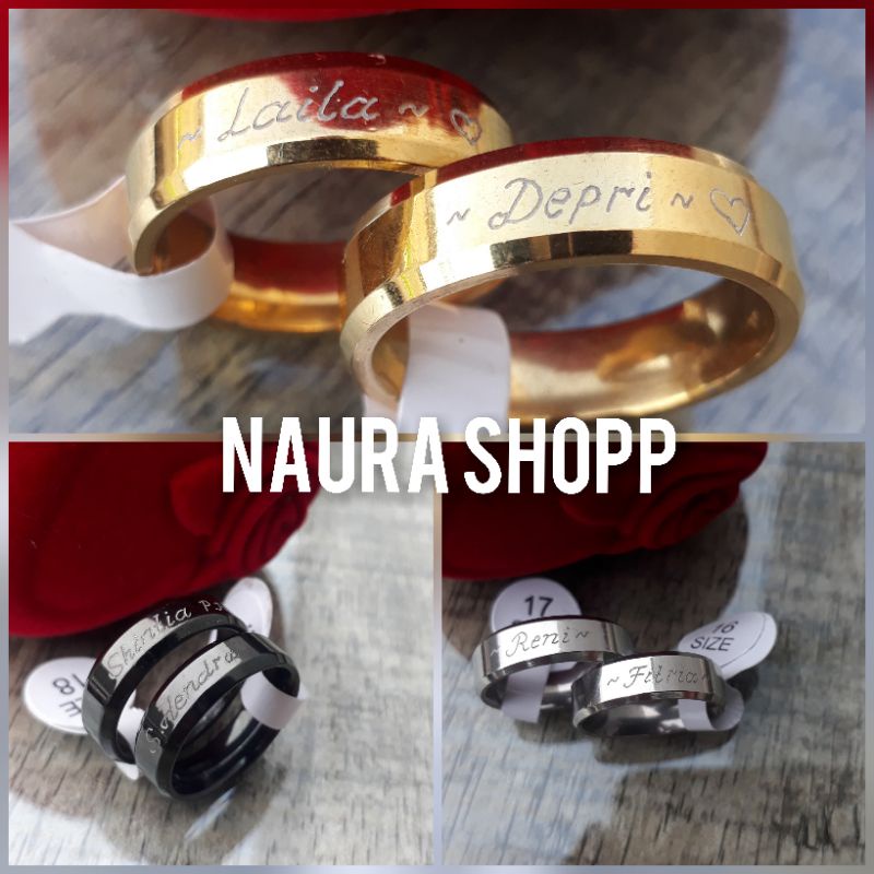cincin couple Titanium ukiran nama