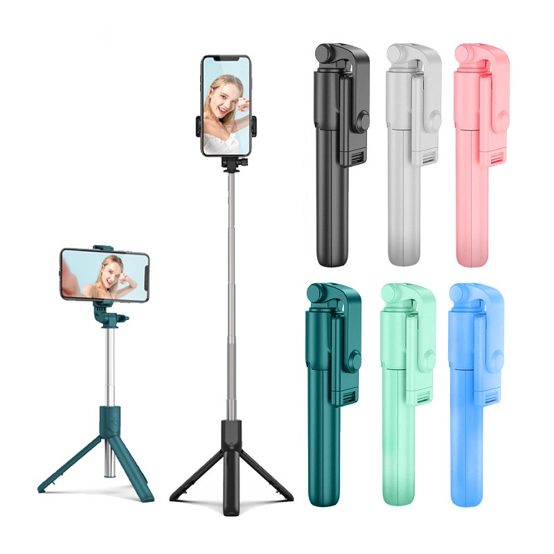 Trend-Tongsis Bluetooth Macaron R-1 Selfie Stick Remote Live Streaming R1