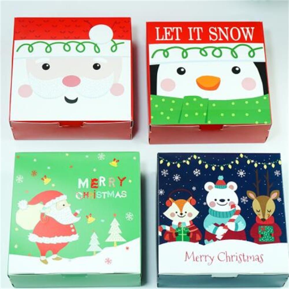 Solighter Kotak Kado Natal Party Decor Snowman Printed Deer Merry Christmas