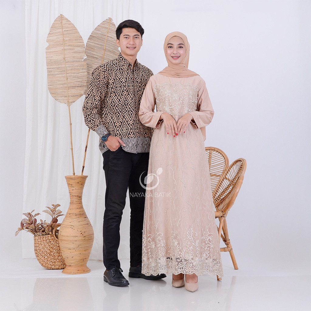 NAYAKA BATIK - BATIK COUPLE DAVINA MAXY | READY ANAK | COUPLE KELUARGA | COUPLE BAJU LEBARAN | GAMIS COUPLE BROKAT KEKINIAN | DRESS KONDANGAN