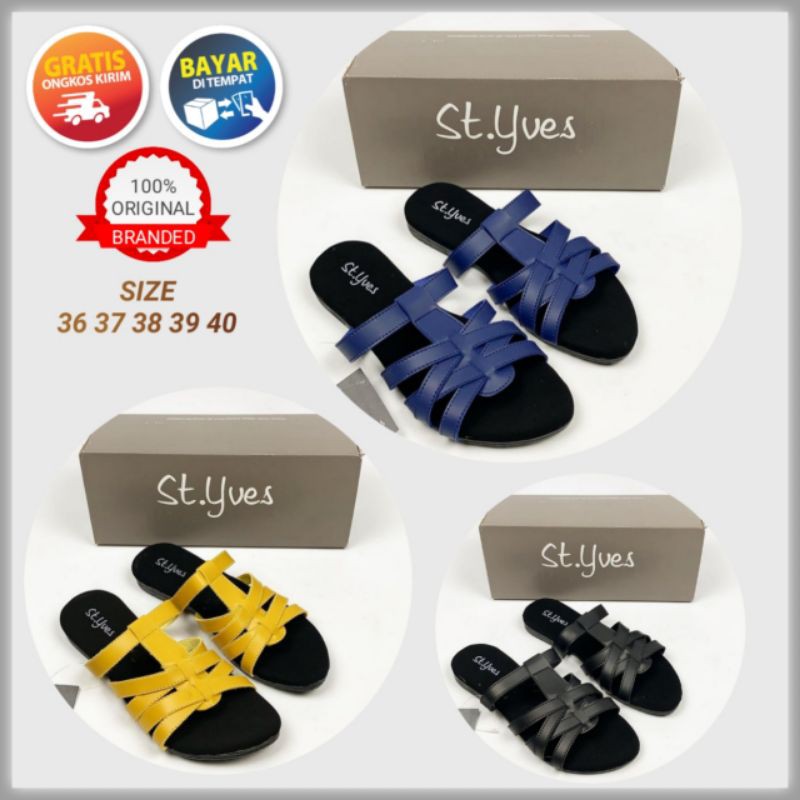 Sandal Selop St Yves Wanita Original Branded Matahari Sendal Slop Flat Teplek Cewek Dewasa Murah