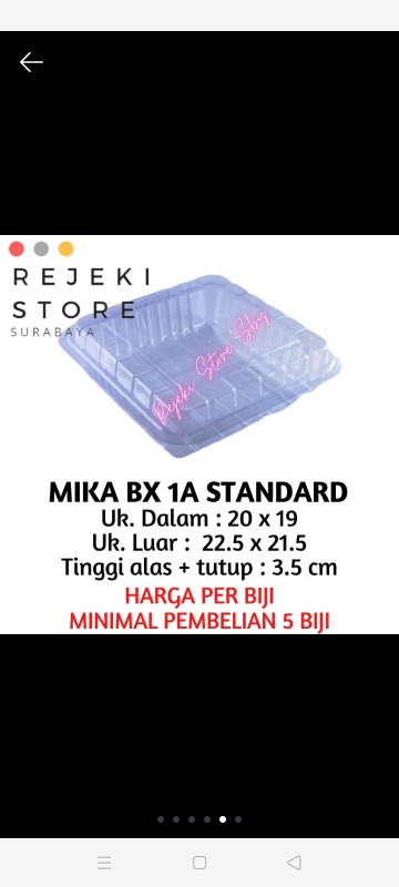 Mika Bx 1a - 22x22x6 Cm - Mika Makanan - Mika Kue