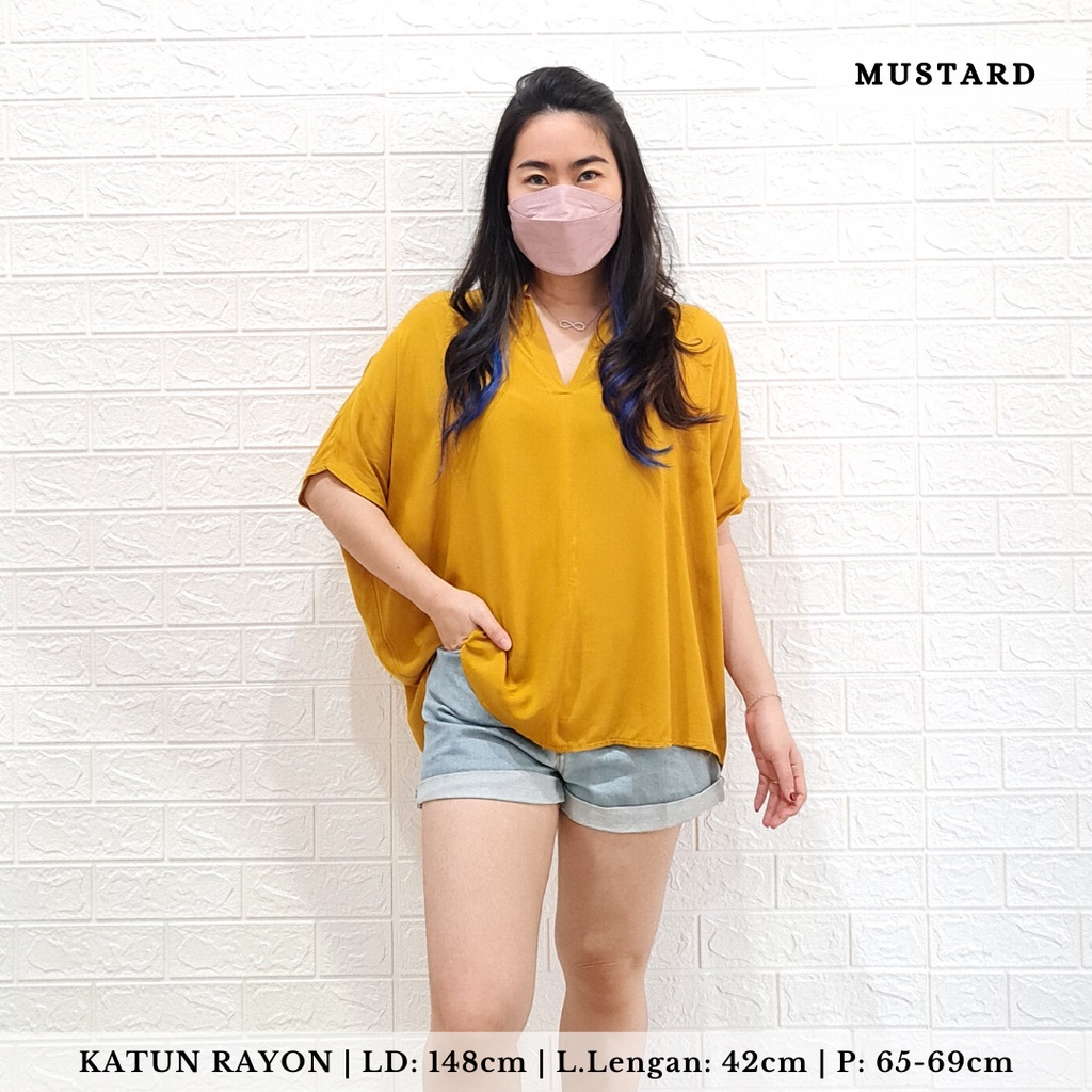 2904 CARITA OVERSIZE TOP BLOUSE BIGSIZE JUMBO FELICIA BLOUSE-MUSTARD
