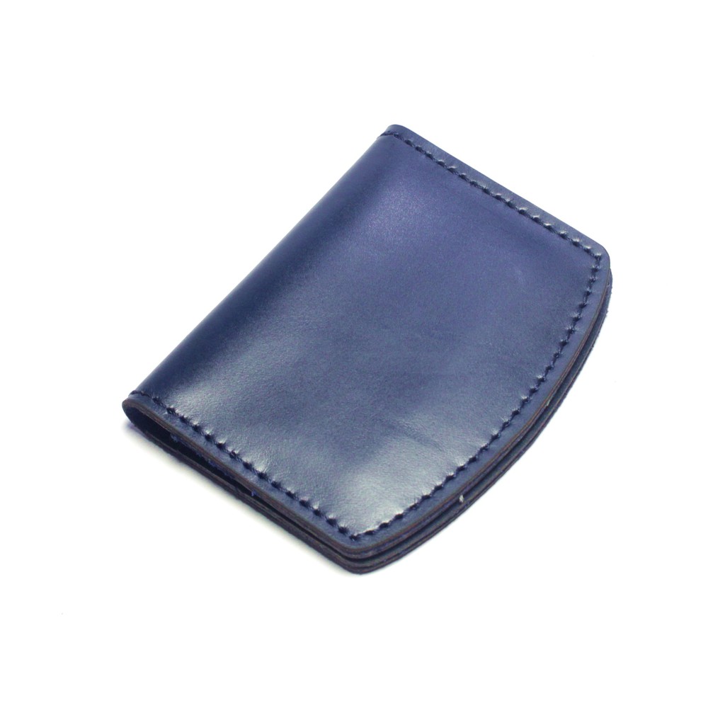 dompet kartu kulit asli model lipat lengkung warna biru - PHWL854