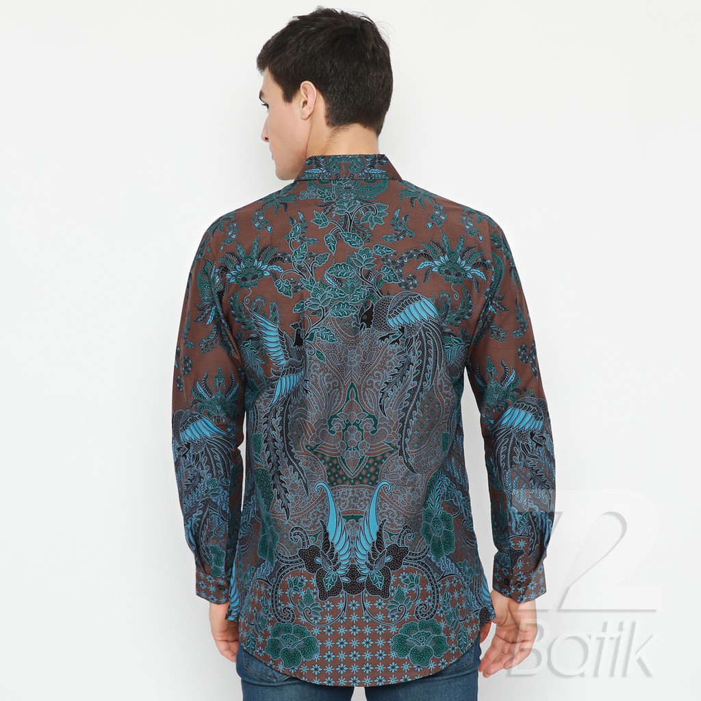 KEMEJA BATIK PRIA Lengan Panjang Premium Warna Coklat Biru Hijau 726915 Cap 72 - Baju Kemeja Atasan Pakaian Setelan Batik Pria Cowok Laki Laki Remaja Keluarga Kantor Lengan Panjang Modern Slimfit Slim Fit Premium Kekinian