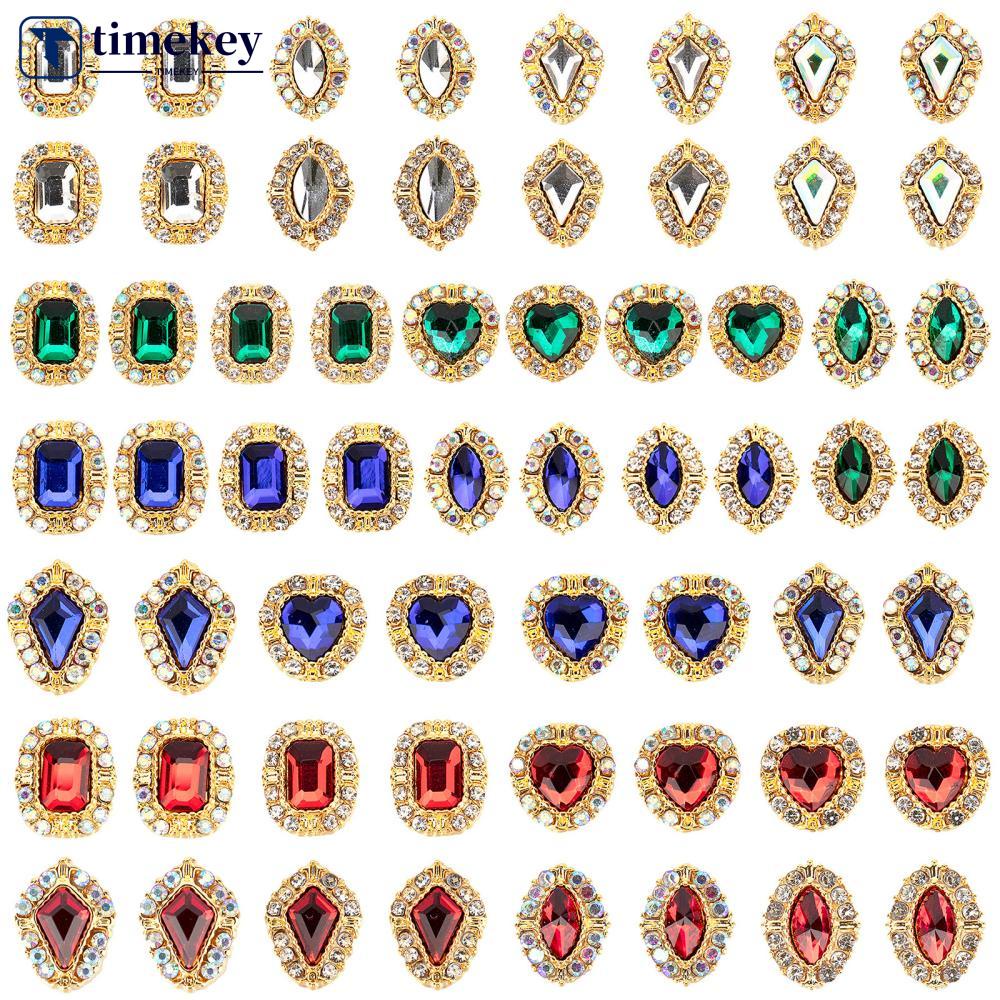 Timekey JaneDream 60Pcs / Set Charms Berlian Imitasi 3D Untuk Dekorasi Nail Art DIY A4K5