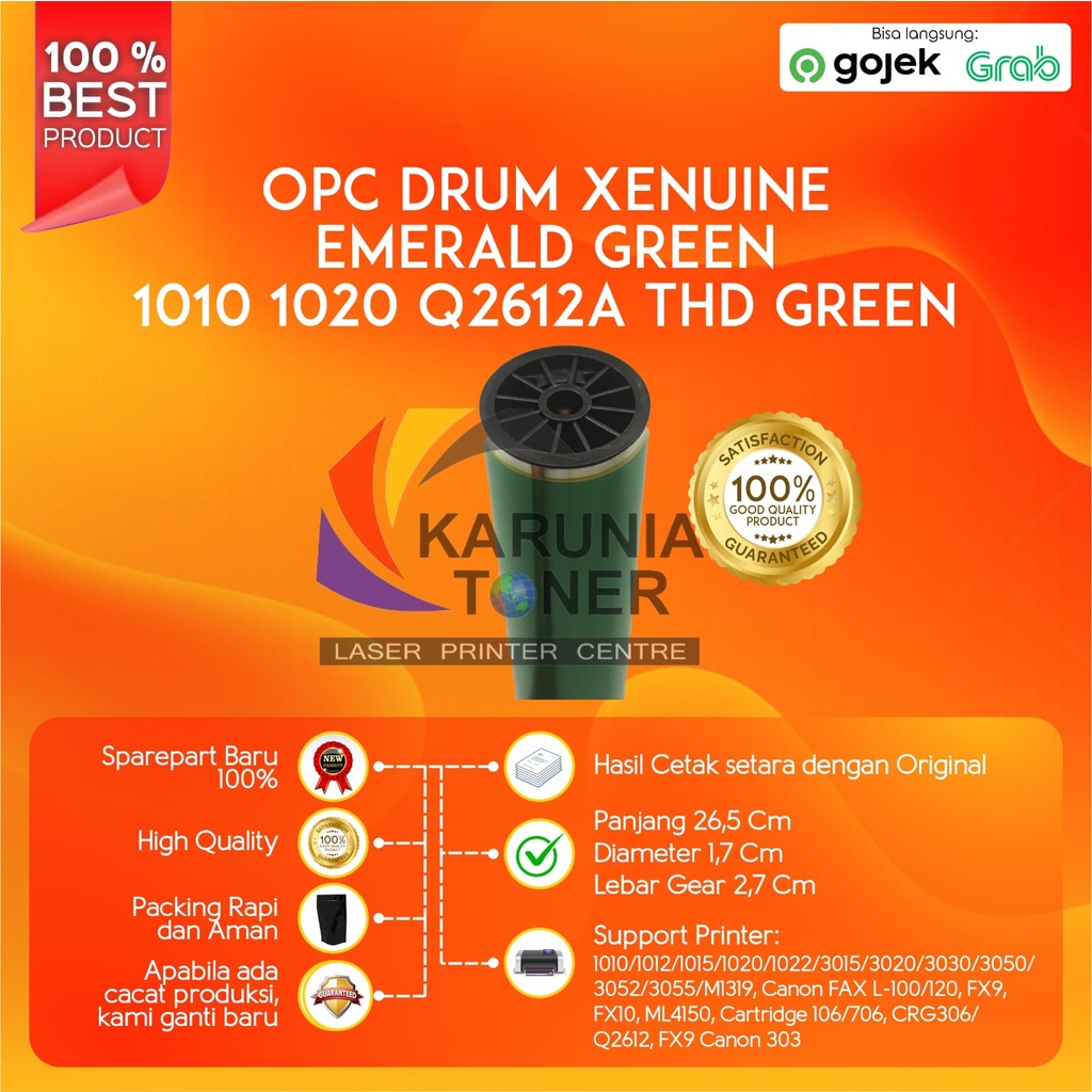 OPC Drum Xenuine Emerald Green 12A Q2612A LaserJet 1010 1012 1015 1020 1018 1022 1022n THD GREEN