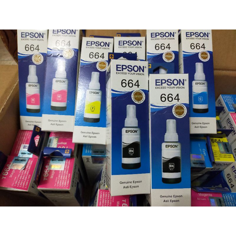 TINTA EPSON 664 For Printer : L100 L110 L111 L120 L130 L132 L200 L210 L211 L220 L222 L300 L301 L310 L350 L351 L353 L355 L356 L358 L360 L362 L365 L366 L375 L455 L456 L475 L550 L551 L555 L556 L558 L565 L575 L566 L655 L800 L805 L810 L850 L1300 L1800T6641