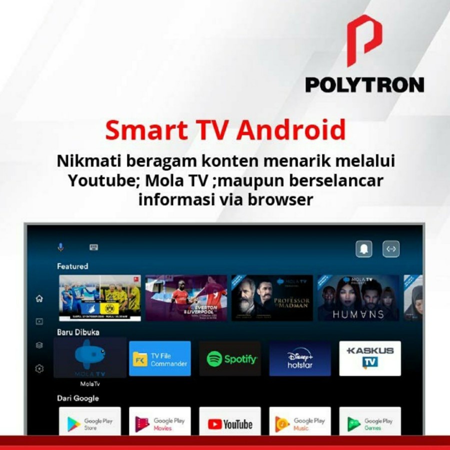 Polytron LED TV 50 Inch 50BUA8859 Android Soundbar Ultra HD 4K