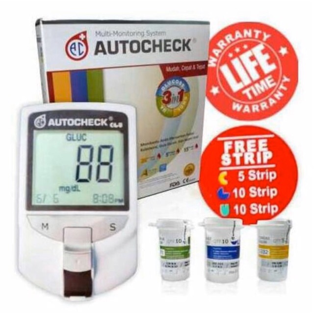 Alat autocheck 3in1 gula/cholest/urid acid