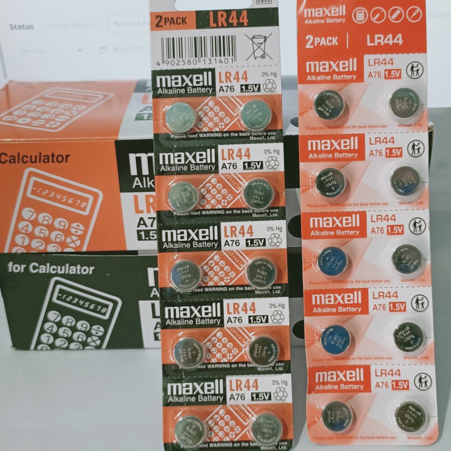 Maxell LR41 Original Battery 192 92A LR736 AG3 Baterai Asli Jam Kalkulator Termometer Dll