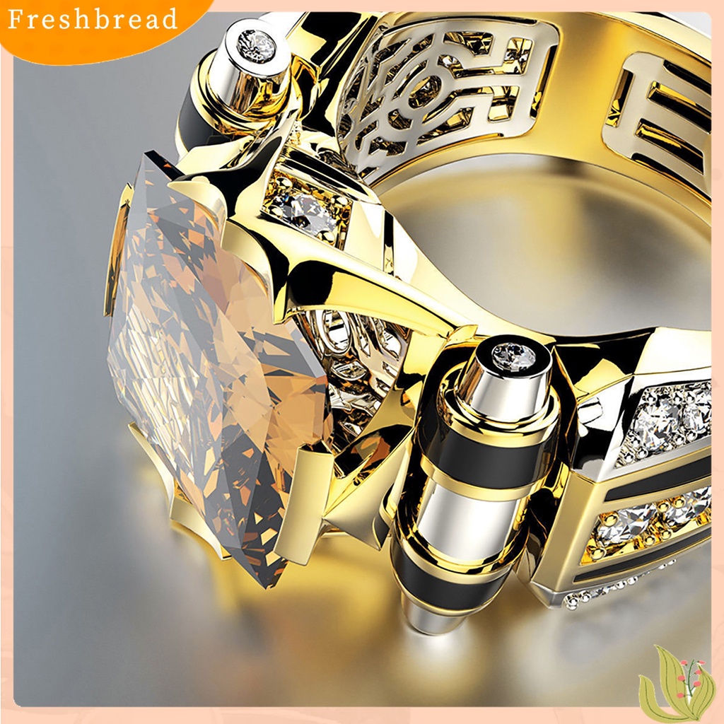 [TERLARIS]Mens Ring Vintage Jewelry Gift Copper Rhinestone Inlaid Carved Finger Ring for Daily Life