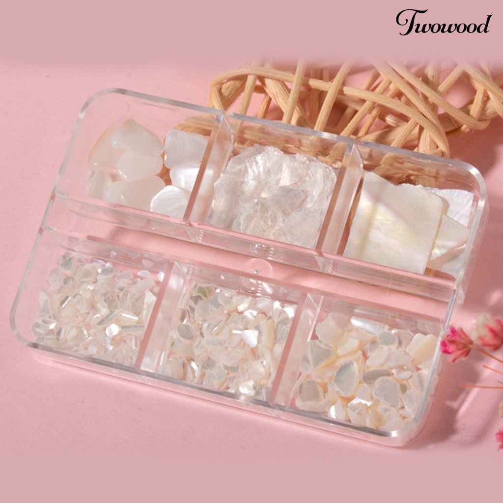 Twowood 1 Kotak Payet Abalone Asimetris Warna-Warni Untuk Dekorasi Nail Art 3D