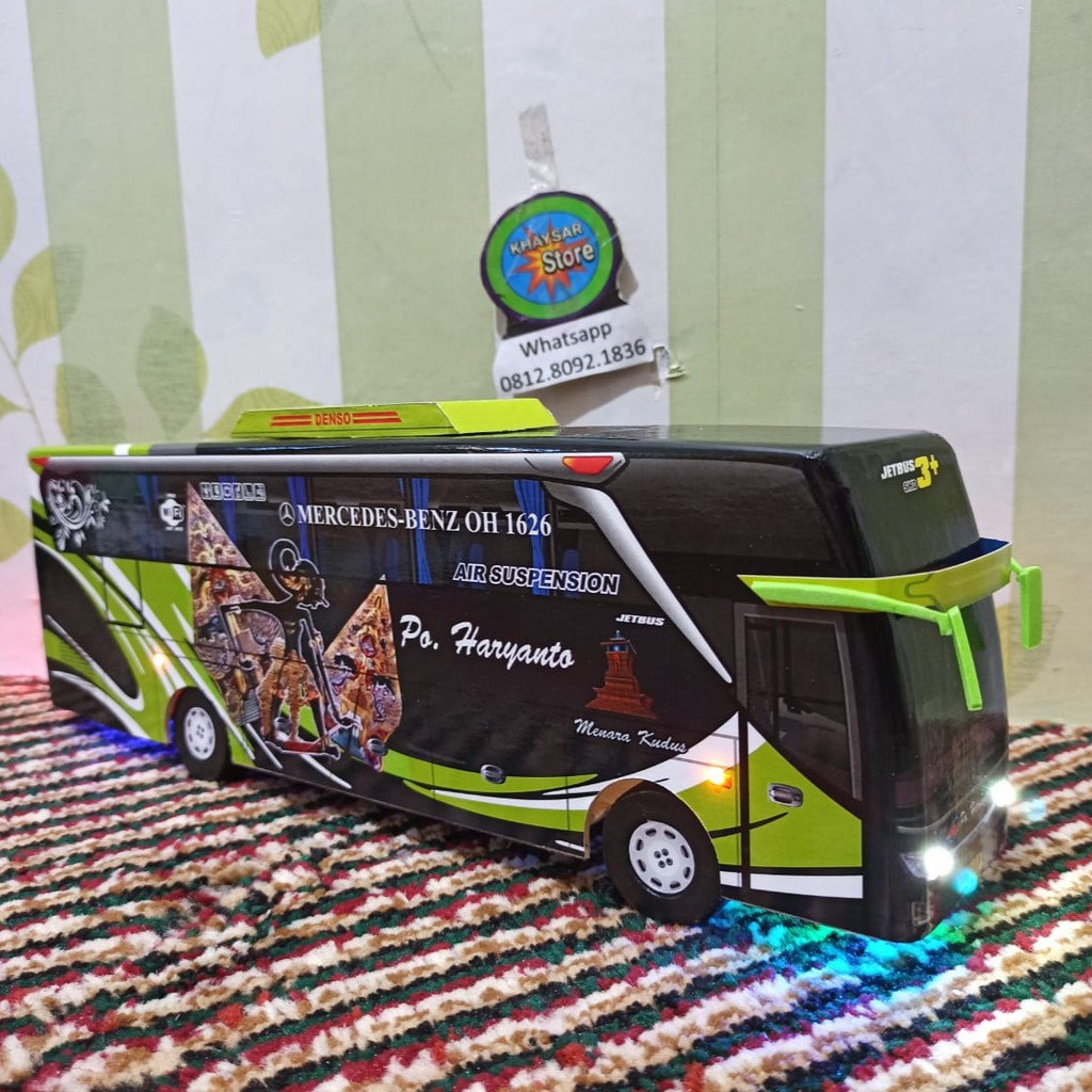 miniatur Bus bis / mainan bus bis Haryanto Jetbus 3 Liivery Wayang Gunungan + Lampu