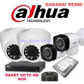Promo Paket lengkap 4 Camera CCTV DAHUA 2MP 1080p FULL HD DVR 4Ch