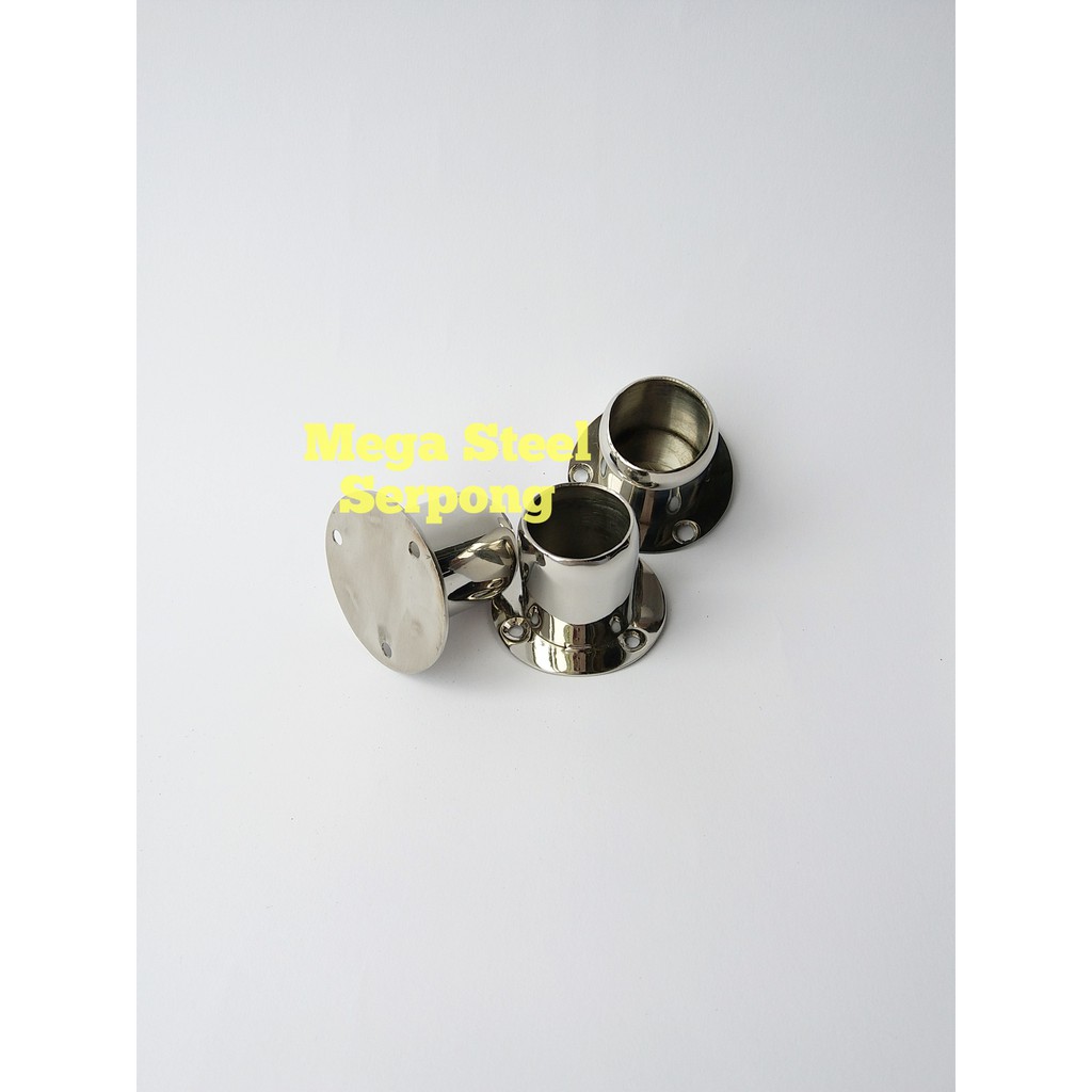 Bracket Braket Pipa Bulat Topi FULL Stainless Steel 1 Inch 25 Mm