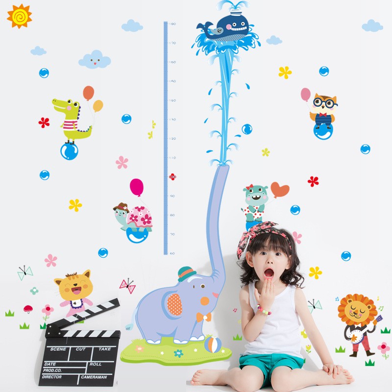 (TXXL) RELIZA WALL STICKER PENGUKUR TINGGI BADAN GAJAH BIRU GROW UP SK2004 STIKER DINDING