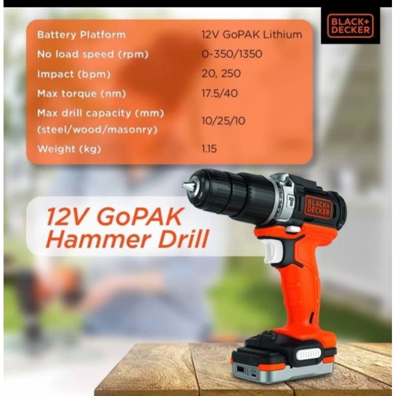 BLACK+DECKER GOPAK 4 TOOL COMBO KIT 4 IN 1 PERKAKAS BDCK123S1S-B1