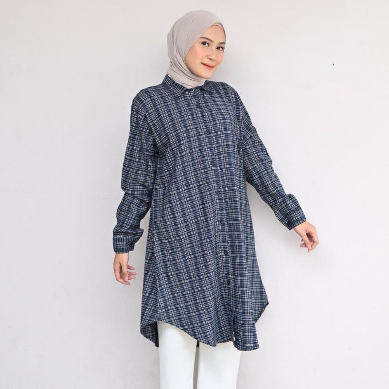 KEMEJA LONGDRES TUNIK  FLANEL IMPORT