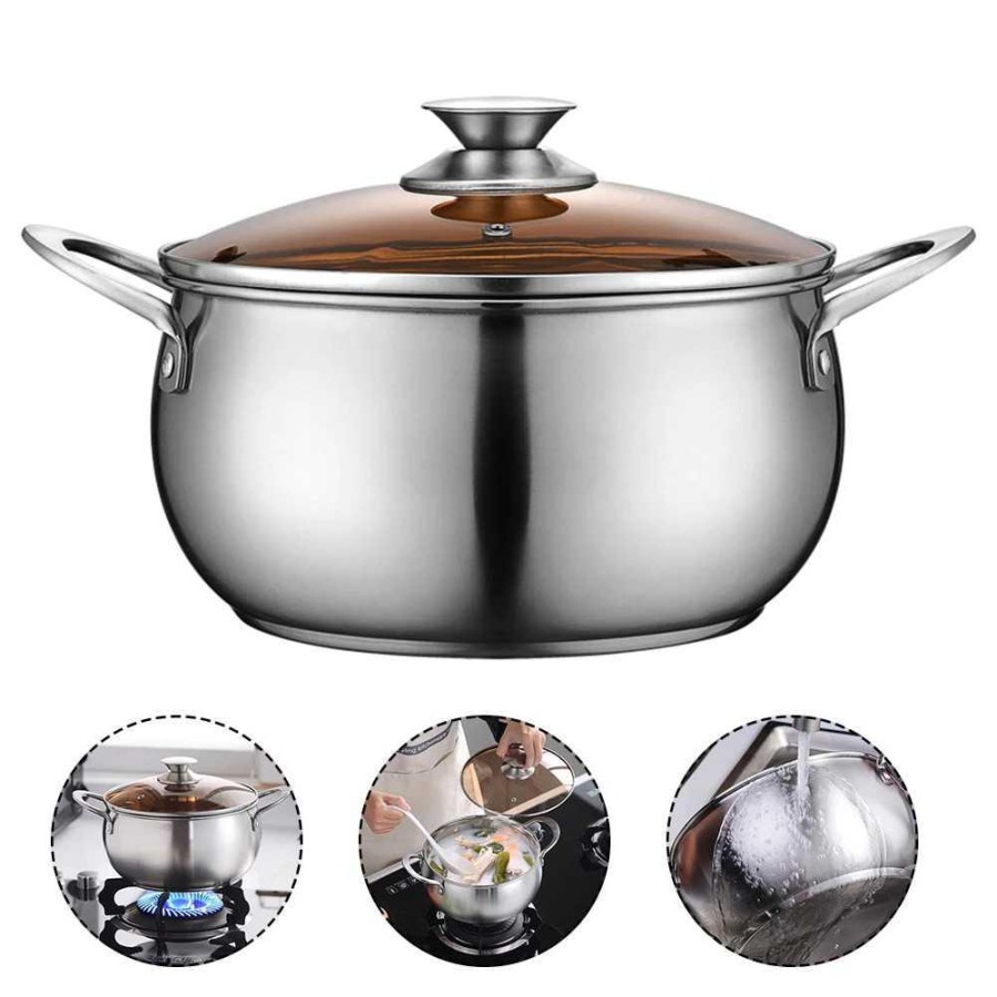 Panci Masak Cookware Soup Stockpot With Lid Handle - LTJ301 - Silver