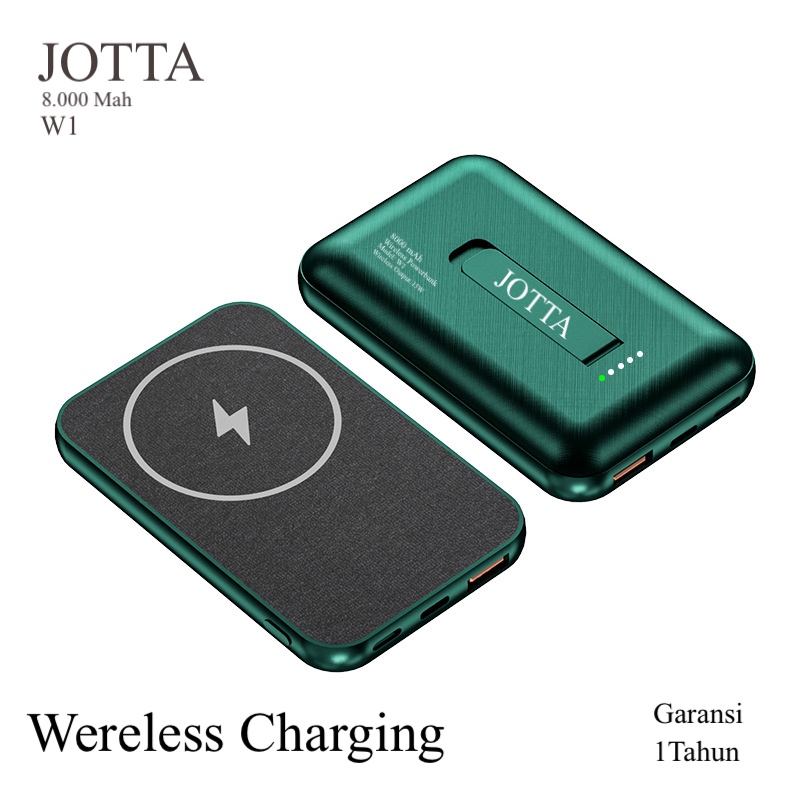 Powerbank JOTTA wereless charging Real kapasitas magnet bisa tempel with holder standing kapasitas 5.000 mah for Iphone 12,promax12,Iphone 13,Promax 13,Promax13pro.