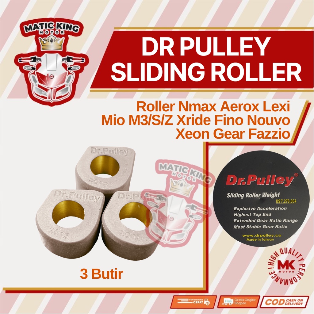 Sliding Roller Mio M3/S/Z Fino Freego X-Ride Gear Fazzio Xeon Soul GT 125 cc DR PULLEY 2012  3 butir