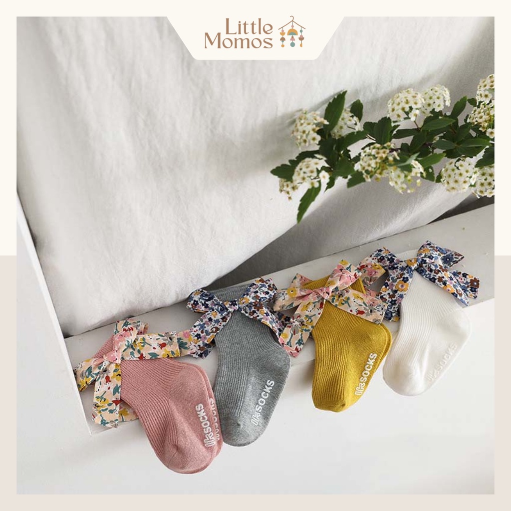 Little Momos Set Kaos Kaki Bandana Premium Korean Style Flower 0-1 Tahun / Bandana Set Premium / Gift Set For Newborn Hampers