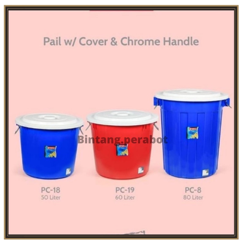 LION STAR Ember 60 80 Liter Tutup / Ember Air Plastik Tebal Besar / Ember Air Plastik 80 Liter Denga