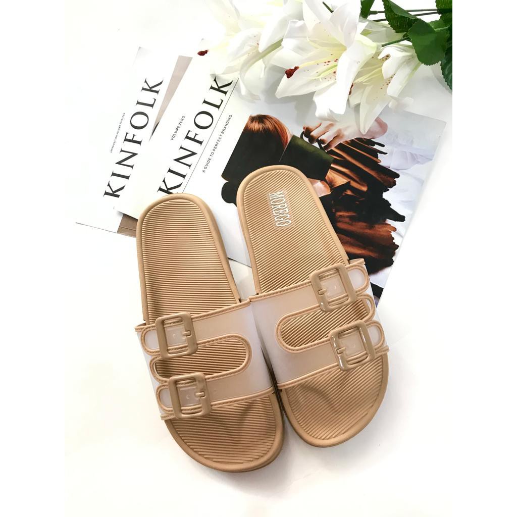 Sandal Slop Ban Dua Gesper Transparant BEST SELLER Import Morego V202-1-Mocca