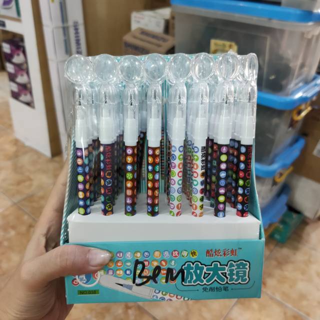 

ISI 48 PCS Pensil Lantu Bongkar Pasang Kaca Pembesar Lucu