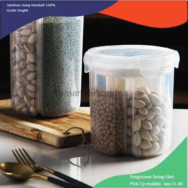 TD-DA1 FUNIQUE Toples Penyimpanan Kacang Oats Jar 3 Slot Small Size - FSC2