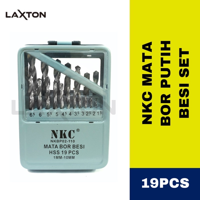 NKC mata bor besi set putih 19 pcs 1mm-10mm