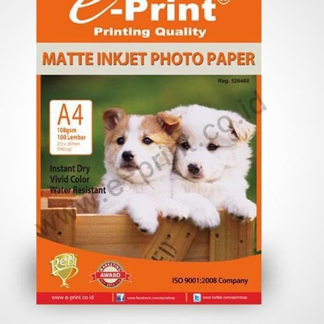 

➥ E-print matte inkjet photo paper 108 gsm kertas inkjet kertas print ♥