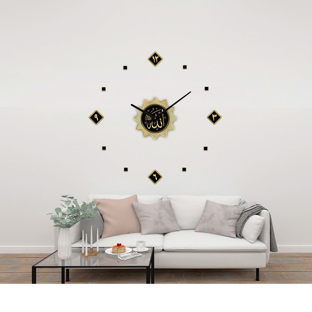Jam Dinding BESAR - Kaligrafi Allah - Muhammad SAW diameter 60-100 cm jarum panjang