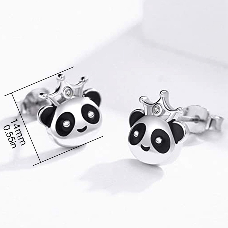 Fancyqube Anting Stud Bentuk Hewan Panda Bahan Alloy Untuk Wanita