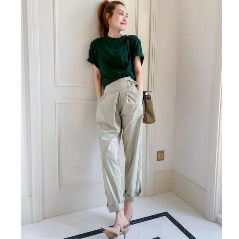 MDLV ~ 9950# Amazonia High Waisted Wide Leg Pants Celana Panjang Cewek Celana kulot Fashion Import