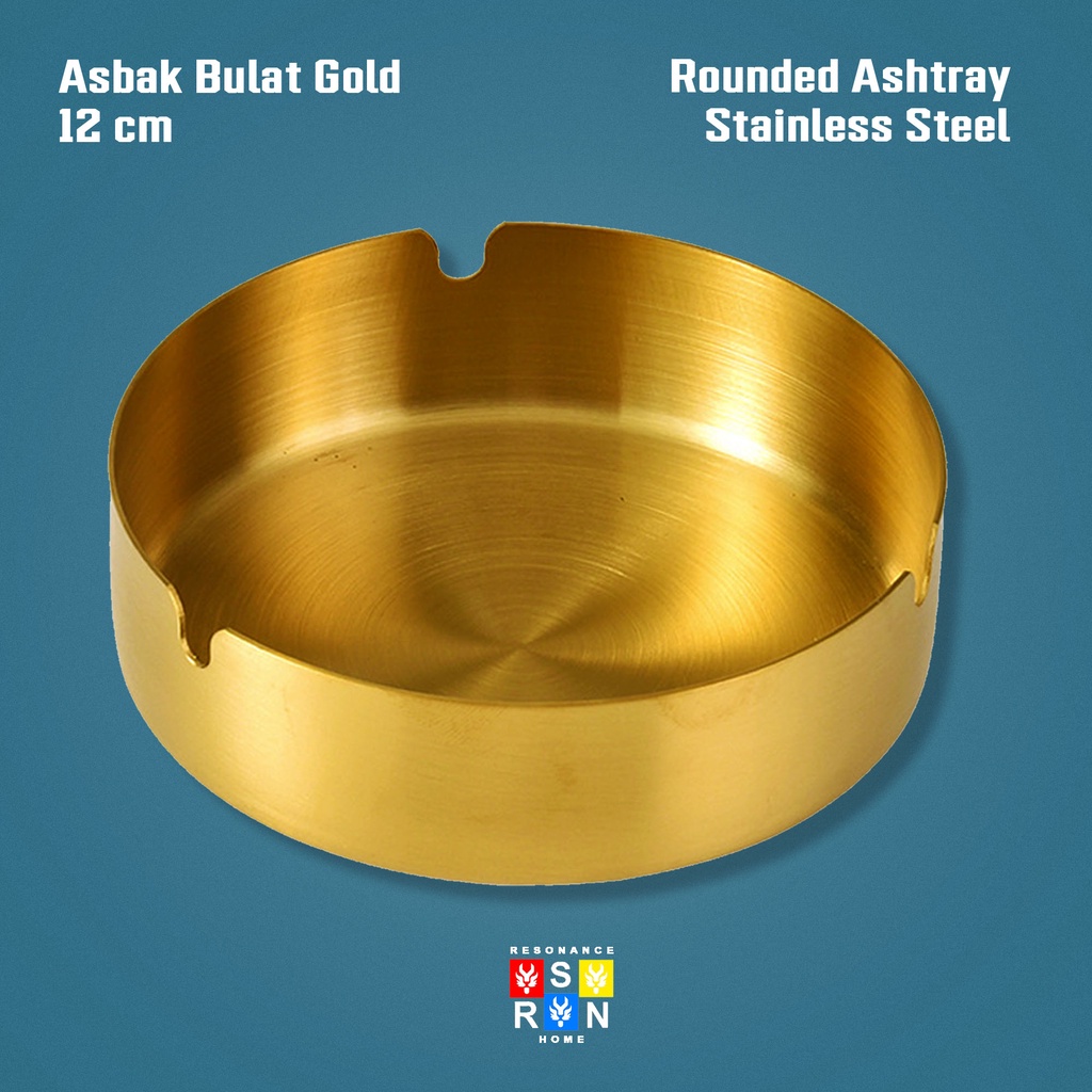 Asbak Bulat Stainless Steel GOLD Diameter 12cm / Ashtray Resonance Home