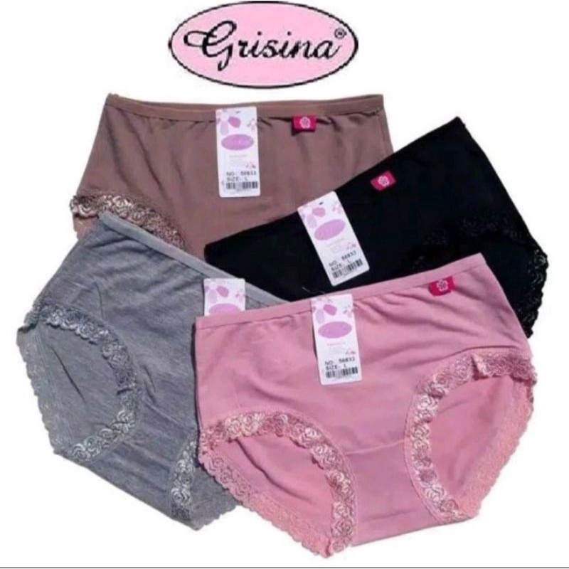 Celana Dalam Wanita Katun Model Renda GRISINA / CD Cewek Import Katun Halus