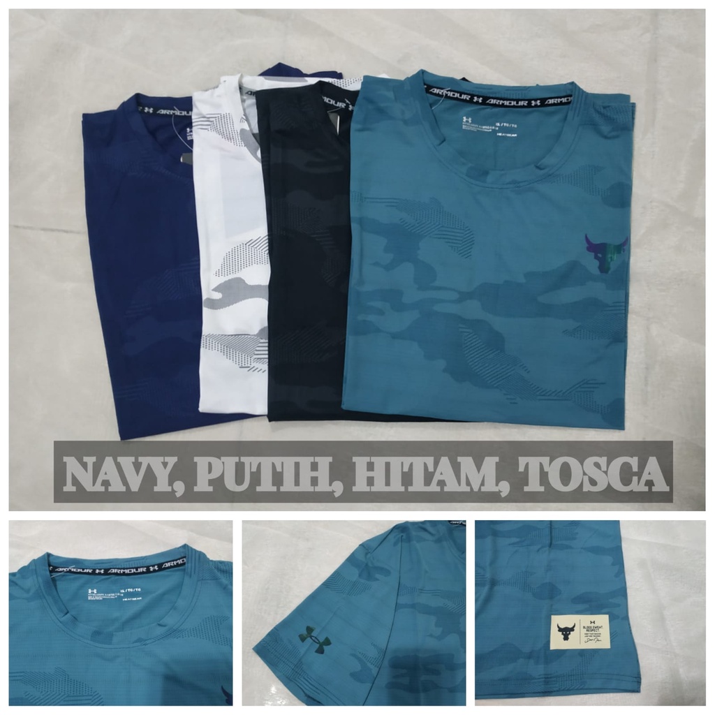 BAJU KAOS TSHIRT RUN GYM UNDER ARMOUR THE ROCK IMPORT KOJUA05