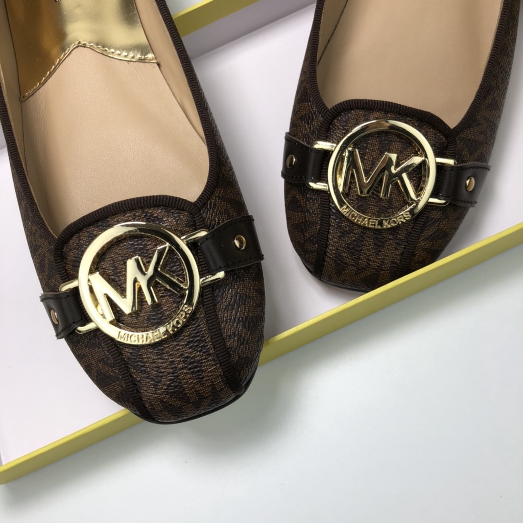 [Instant/Same Day] M-K  Michael Kors  SMK03  SMK04  spring and summer new style round toe shallow mouth flat bottom ladies casual shoes, leather ladies small leather shoes Fabric: cowhide + sheepskin cushion + non-slip wear-resistant outsole   xie