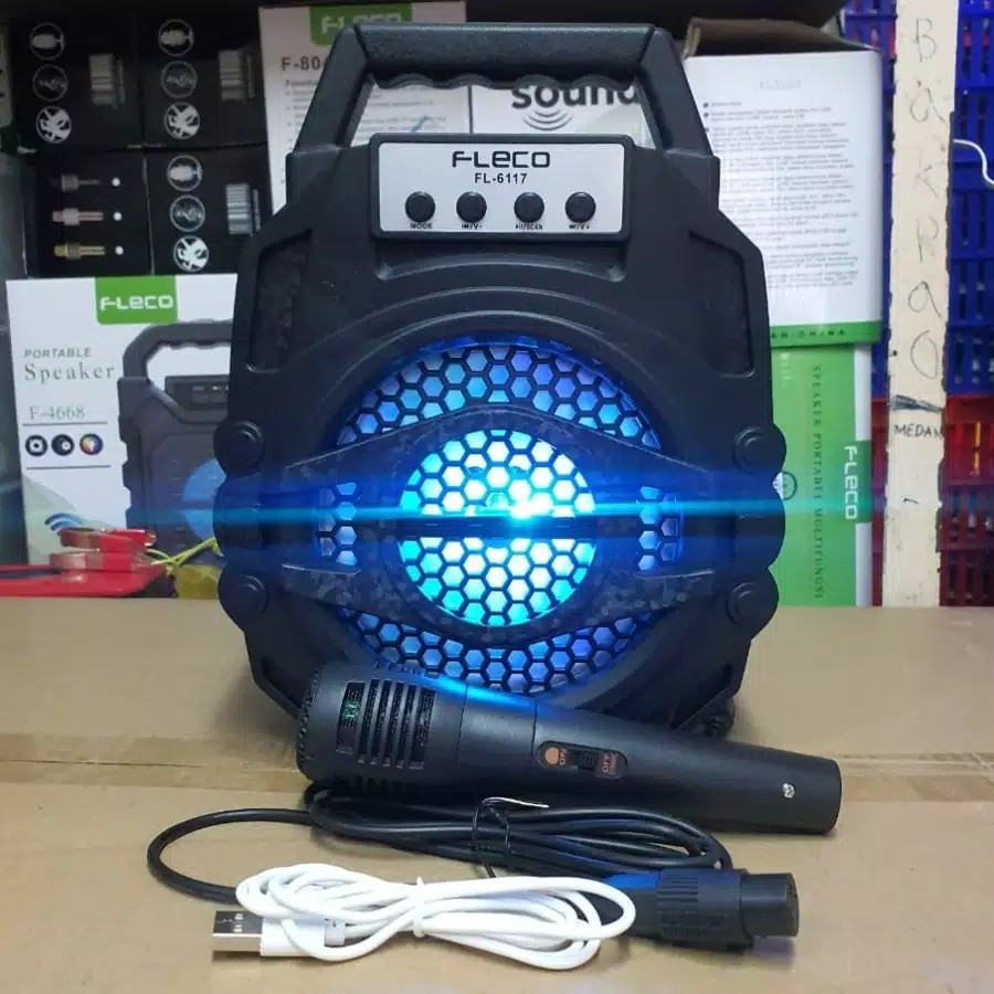 Speaker Bluetooth Portable Fleco FL-6117 +Free Mic Karaoke