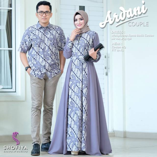 Gamis Kemeja Ardani Couple Ori Shofiya Mat Catton Batik Mix Wollycrepe Shopee Indonesia