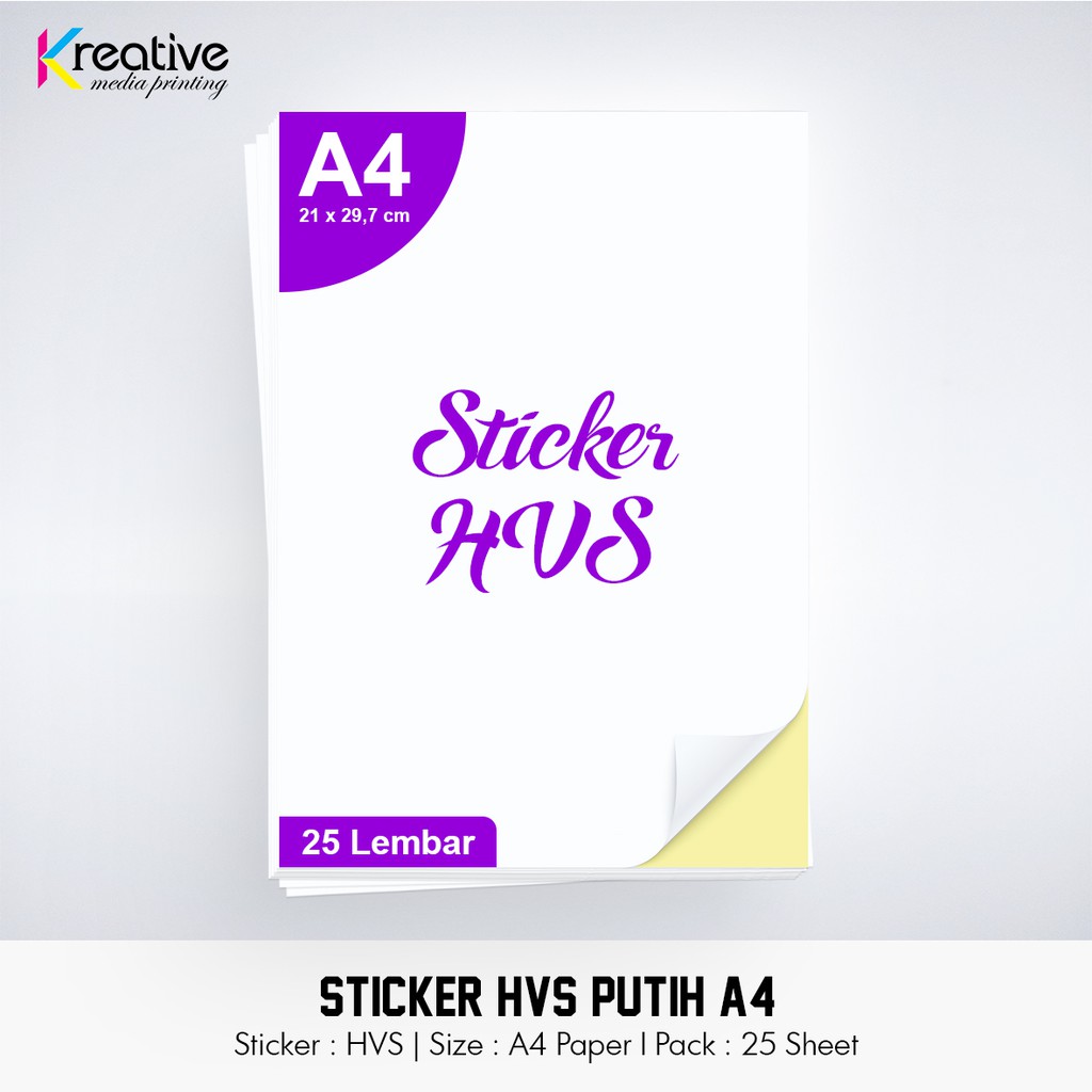 

Stiker HVS Putih (A4 / 1 pack = 25 lbr)