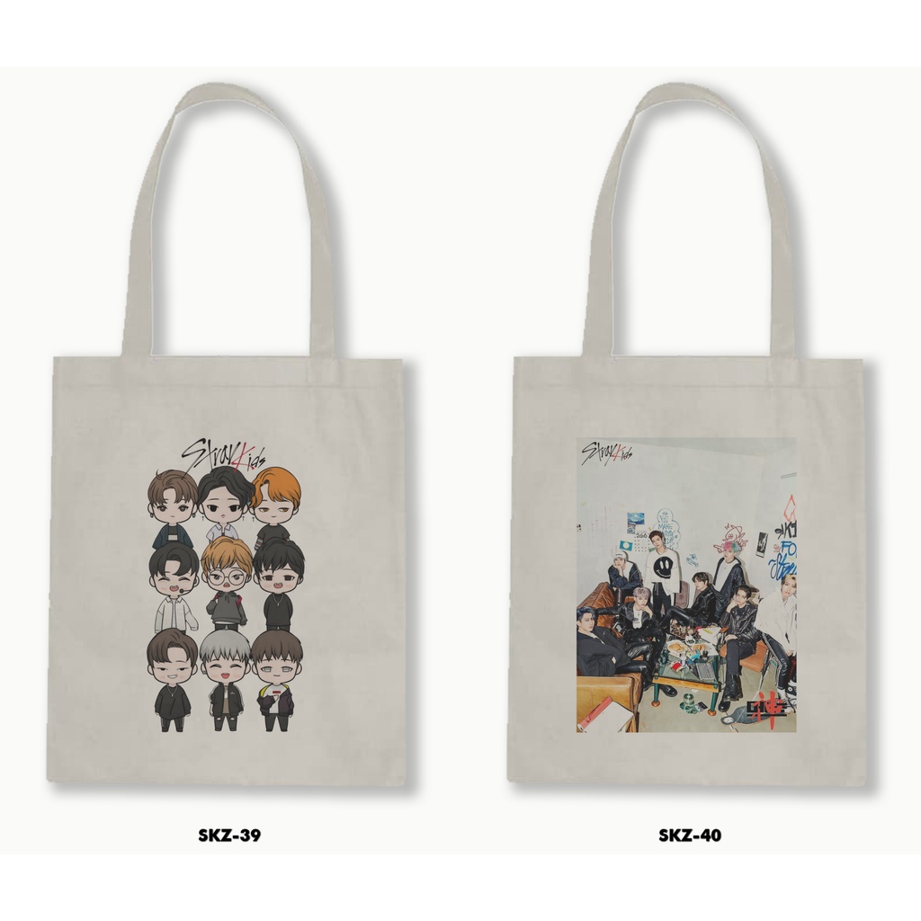 Tas Tote Bag Resleting Kanvas/Blacu  - Stray Kids 3