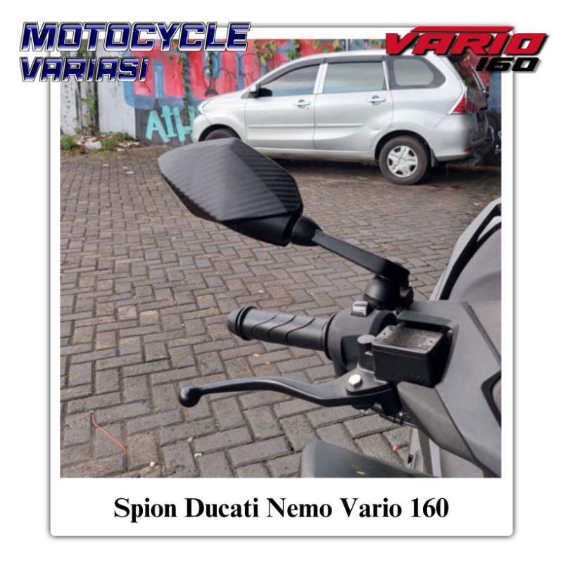 Spion Ducati Tangkai pendek Kaca Putih Vario 160 Nmax Aerox Adv Pcx